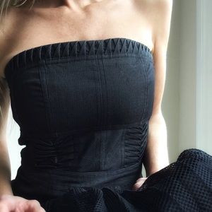 Cynthia Steffe Strapless Pinstripe Tulle Dress